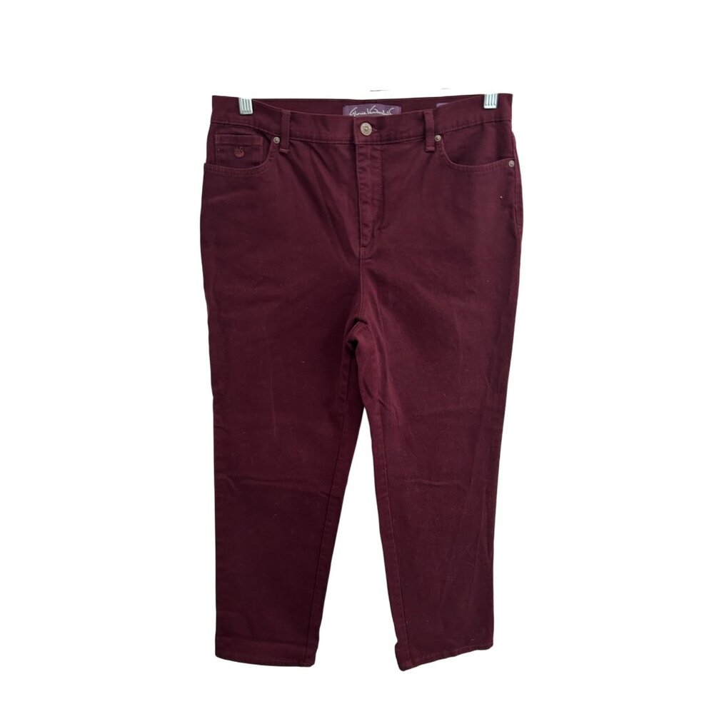 Gloria Vanderbilt Amanda High Rise Tapered Jean Burgundy Sz 14 Petite Classic